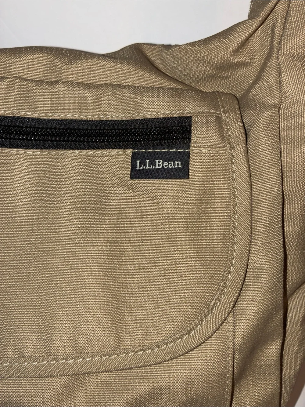 L.L. Bean Tan Nylon Crossbody Messenger Bag with Black Strap